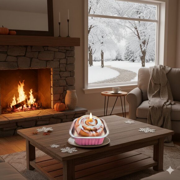 Cinnamon Bun Scented Soy Wax Candle - Picture 6 of 11